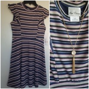 Rare Editions girl's dress blue strip…